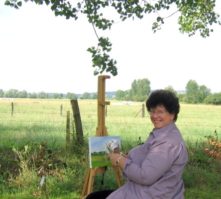 Marie, peinture sur le motif valle de l'Epte, juillet 2006