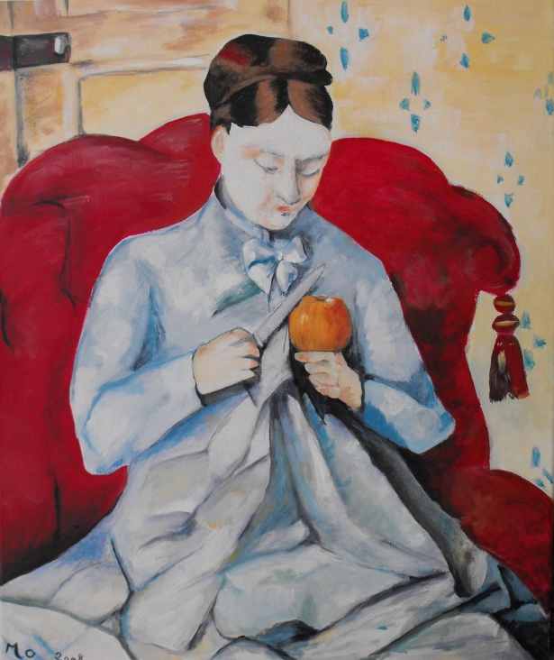 "Madame Czanne cousant"  Paul Czanne Interprtation Pommes 2007 par Monique Laffitte Vesly 27870