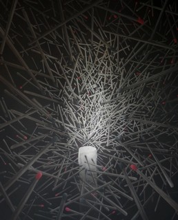 Grande peinture, masterpiece Pierre Marcel . Bougie et allumettes, sa lumiere sans flamme est le symbole de la somme de nos actes