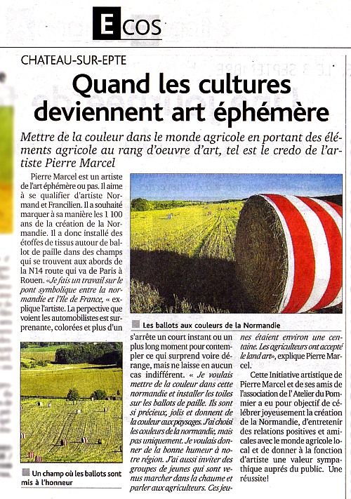 Le Dmocrate Vernonnais. Hebdomadaire normand, page 27 ECOS Chteau-sur-Epte Quand les cultures deviennent art phmre Mettre de la couleur dans le monde agricole ...