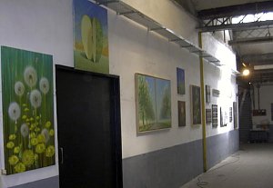 Dans un des couloirs, avec les sculptures de zinc de pascal Catry